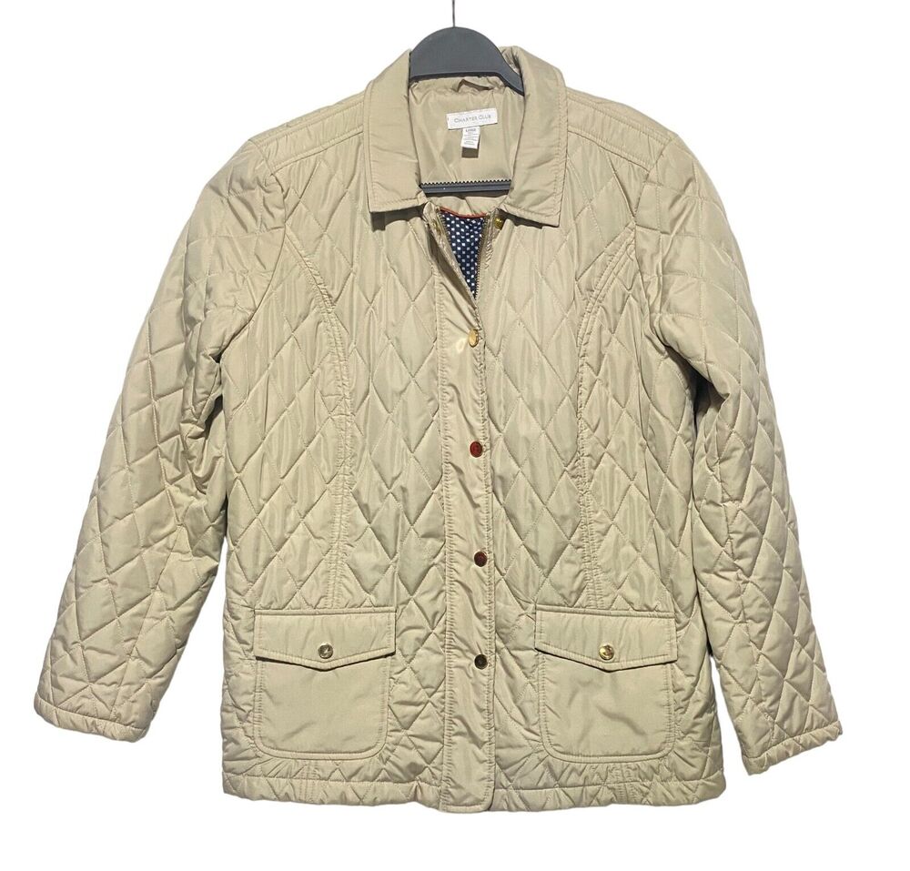 Charter Club Women's Large White Lightweight Jacket Zip Snap Lined